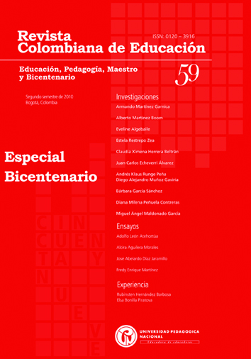 					View No. 59 (2010): Educación, Pedagogía, Maestro y Bicentenario (jul-dic)
				